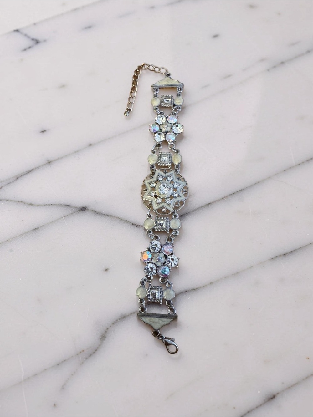 AB Rhinestone Statement Panel Bracelet - Picture 3 of 4